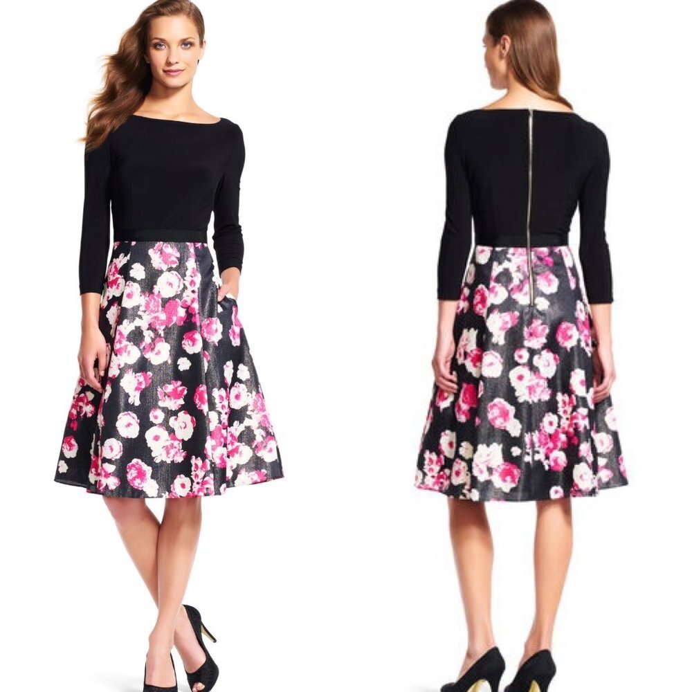 NWT Adrianna Pappel Midi Dress with Shimmer Floral